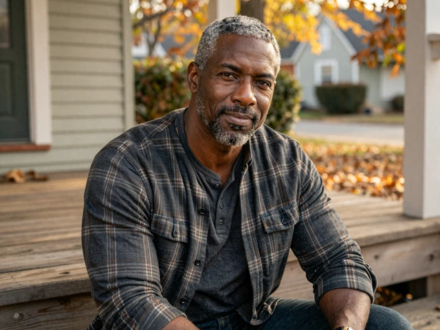 Thomas, a 58-year-old Feelflame member from Columbus, Ohio, smiling on his porch after meeting his partner Linda through the platform