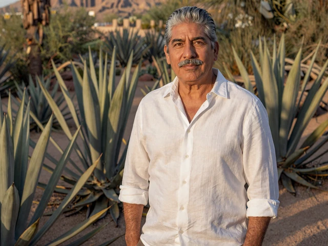 Robert, 64, a Phoenix Arizona retired engineer in his desert garden after meeting his partner Denise through verified mature dating